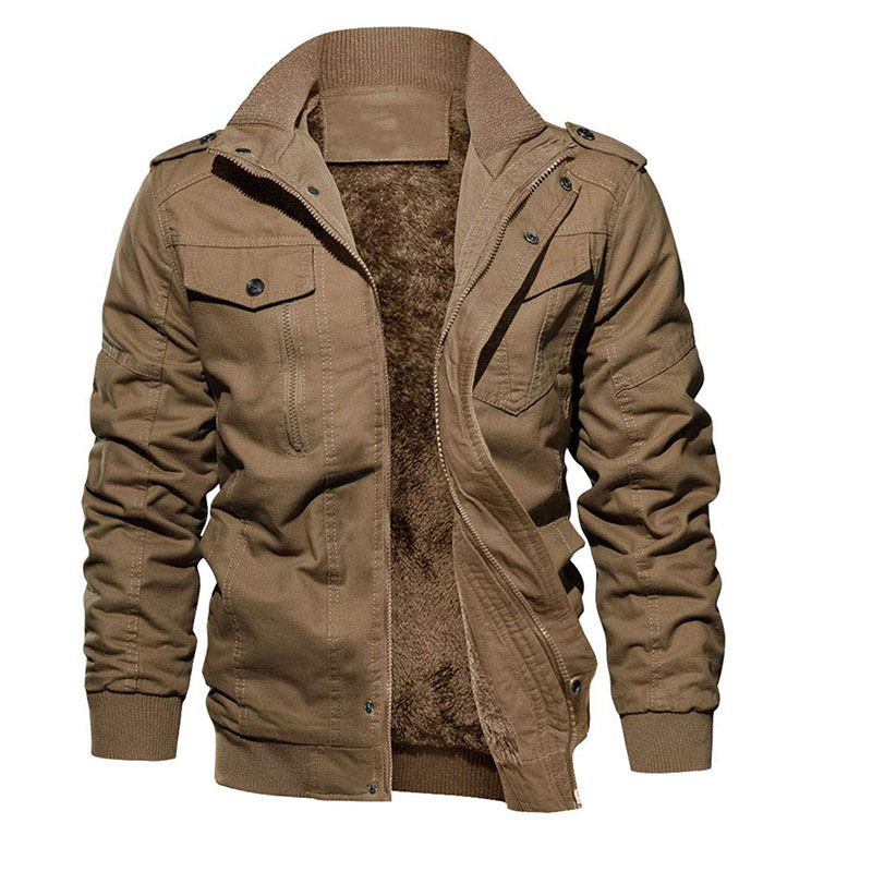 Cross-border Supply Pure Cotton Jacket Men's Military Fixtures Washed Jacket Men's Jacket Fleece-lined Thickened Cotton-padded Jacket