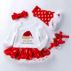 Demi-season Christmas bodysuit, skirt, children's set, with snowflakes, long sleeve, wholesale