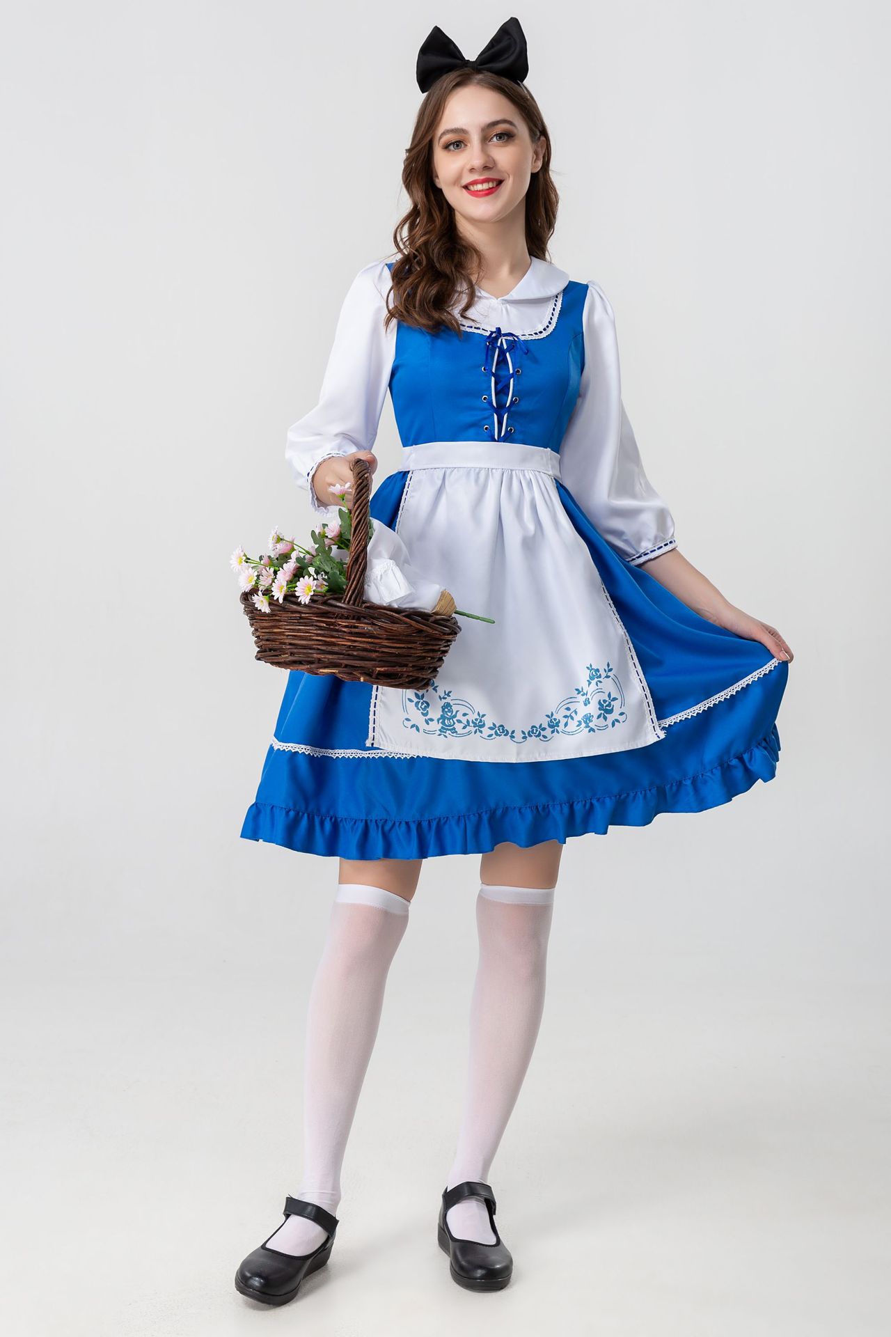 英国欧美农庄传统啤酒女佣服蓝色爱丽丝女仆装万圣节cosplay服装