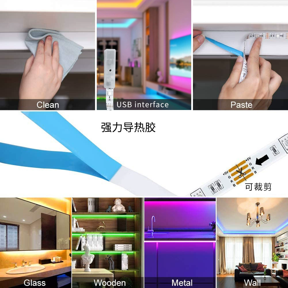 Строгое подбор телевизионной LED-панели световых полос низкое напряжение 5 В USB Bluetooth музыкальная цветная цветная лента для волос 5050RGB подсветка ленты 12В