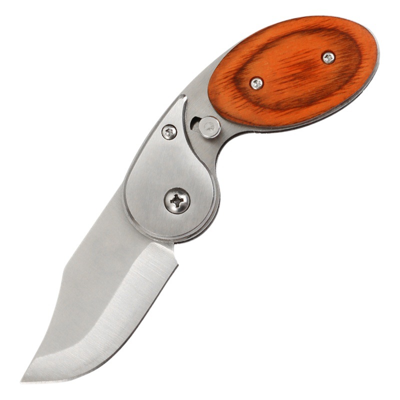 Mango de madera de color al aire libre mini cuchillo plegable multifuncional pequeño cuchillo plegable que acampa autodefensa cuchillo de bolsillo táctico portátil