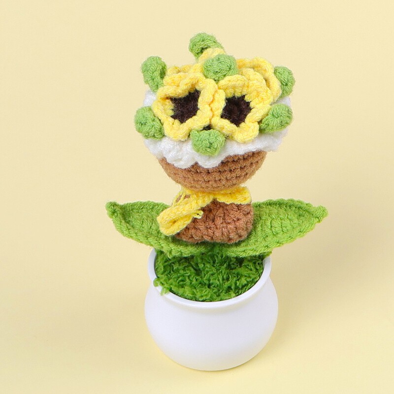 完成したウールひまわり鉢植えスズラン造花チューリップデスクトップ装飾品バレンタインデー教師クラスメートギフト|undefined
