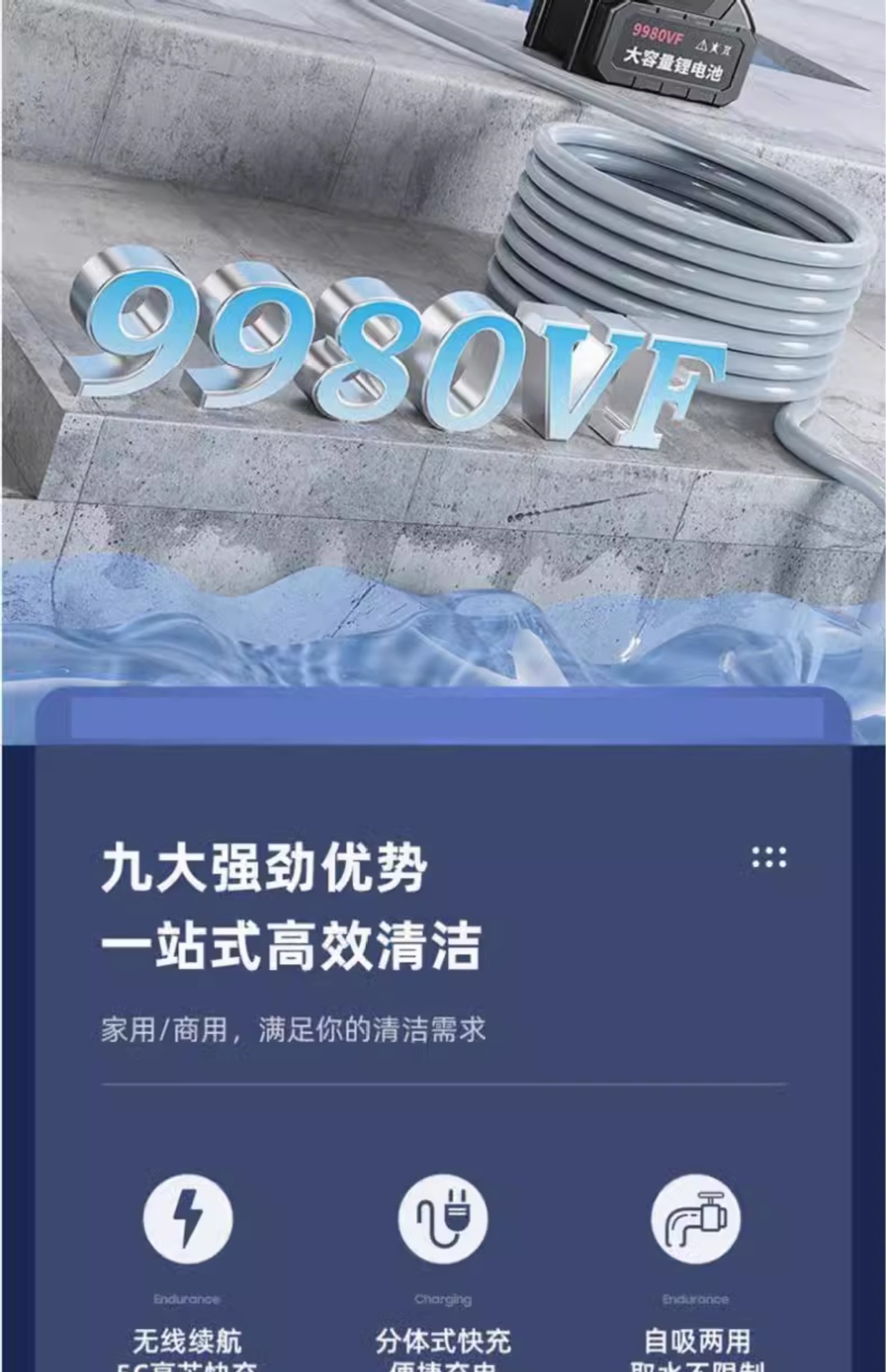Suitable for Genuine German Quality Car Wash High-Pressure Water Gun Household Wireless Charging Car Wash Machine Portable Lithium Battery