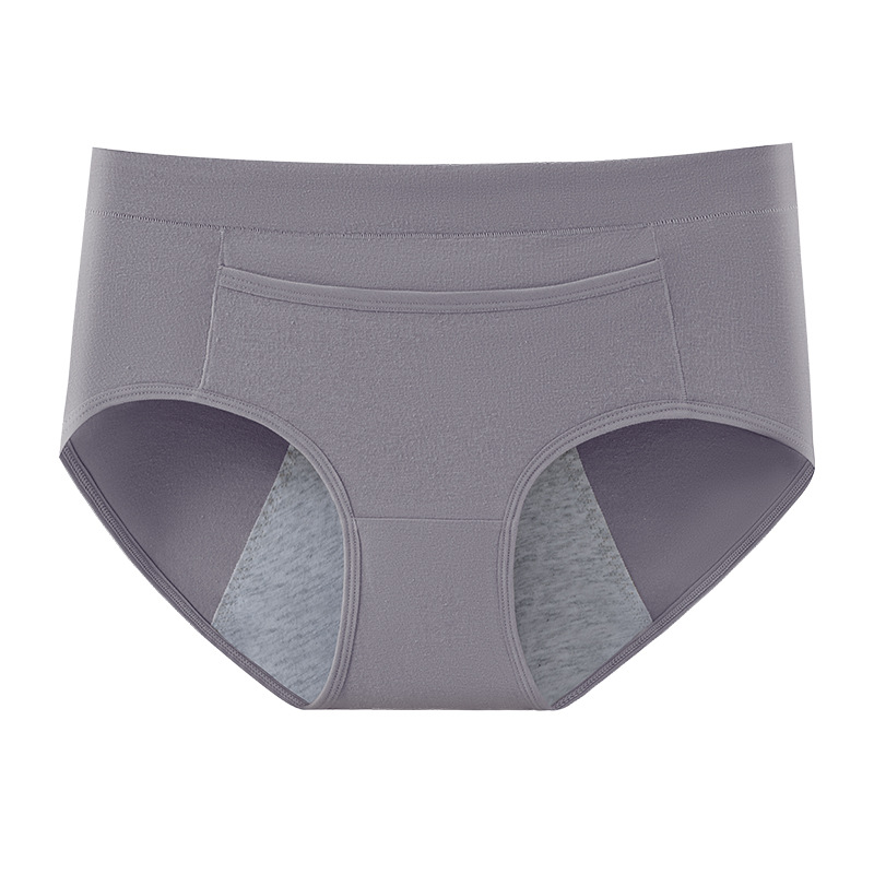 Ropa interior fisiológica de cintura media, entrepierna de algodón puro para mujer, período menstrual, tres capas de bolsillos para el abdomen cálidos, a prueba de fugas, tía, algodón largo