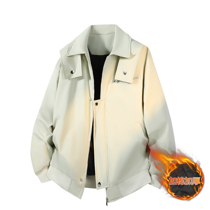 High-End Velvet Thickened Work Jacket for Men, Loose and Trendy Autumn and Winter New Versatile Casual Bomber Jacket