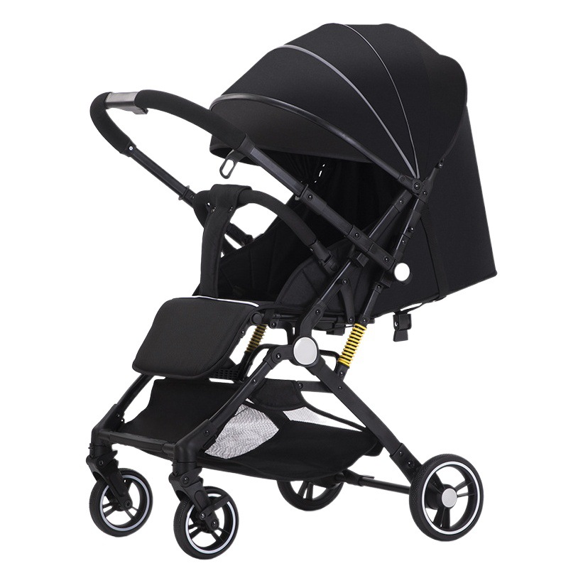 El cochecito de bebé se puede sentar y reclinar. Cochecito de bebé de dos vías, ligero, amortiguador, alto paisaje, un cochecito plegable de tres años con una tecla