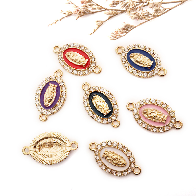 1 Piece Simple Style Human Oval Alloy Enamel Plating Inlay Connector Jewelry Accessories display picture 17