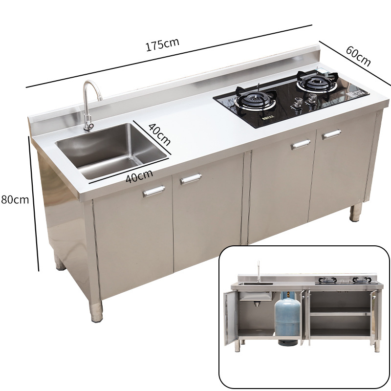 Commercial 304 cocina lavabo de acero inoxidable gabinete lavabo de verduras cubierta gabinete de gabinete doméstico comercial