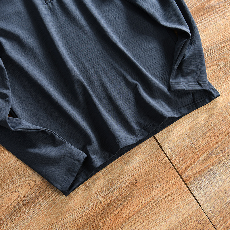 Men's Clothing outdoor half zipper breathable elastic brushed quick drying stand collar long sleeved T shirt bottoming shirt_voghion.com