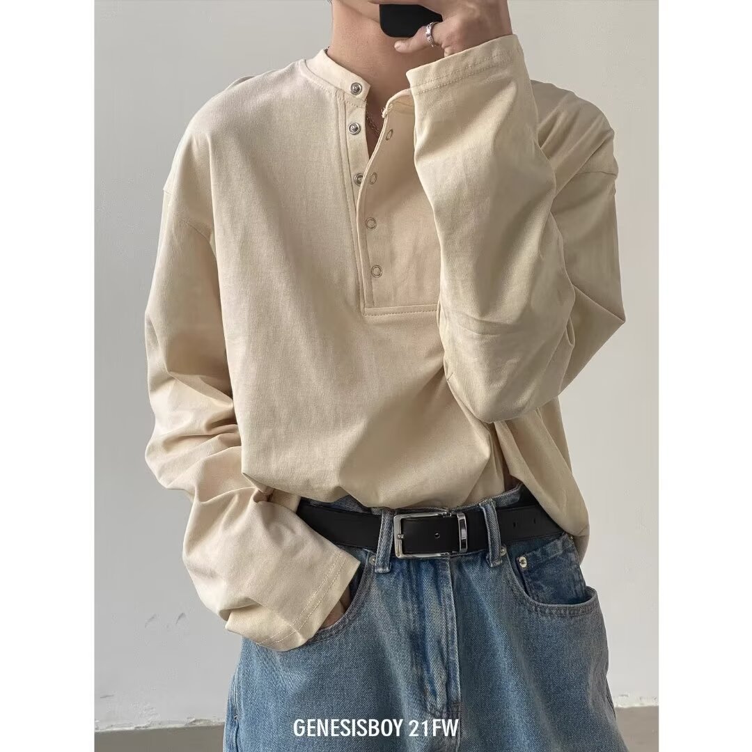 Summer autumn solid color Japanese T-shirt