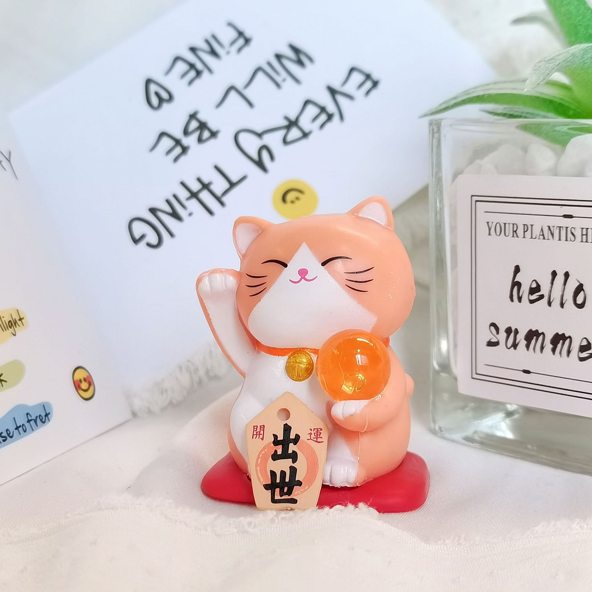(2개) 스톨 7 행운의 고양이 수송 자동차 인형 장식 데스크탑 장식 장난감 인형 트위스트 달걀 공 핸드 헬드