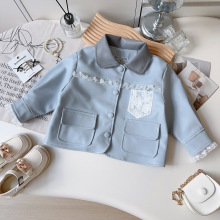 女童韩系外套春秋季新款女宝宝洋气时尚翻领长袖外套上衣AQB026