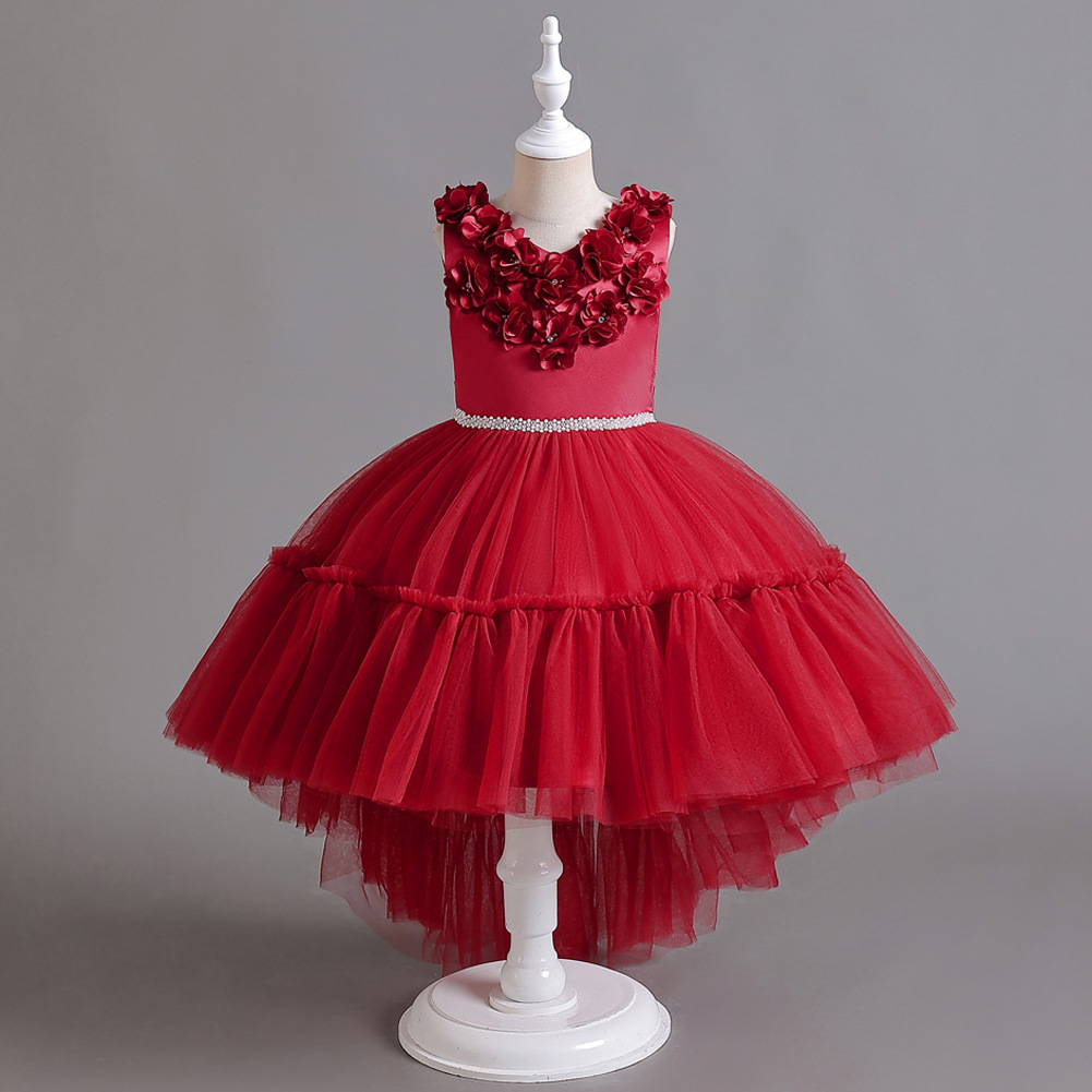 Nuevo vestido para niños vestido de princesa de malla sin mangas niñas pequeñas y medianas vestido de boda de pasarela vestido de noche ropa de Navidad