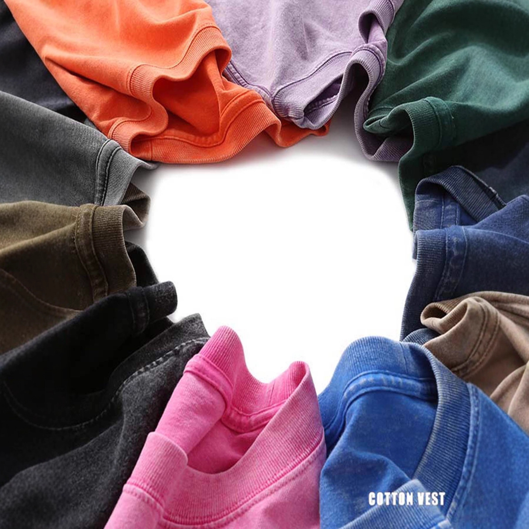 短袖男t恤纯棉复古短袖衬衫蜡染水洗做旧T恤宽松落肩上衣男女同款