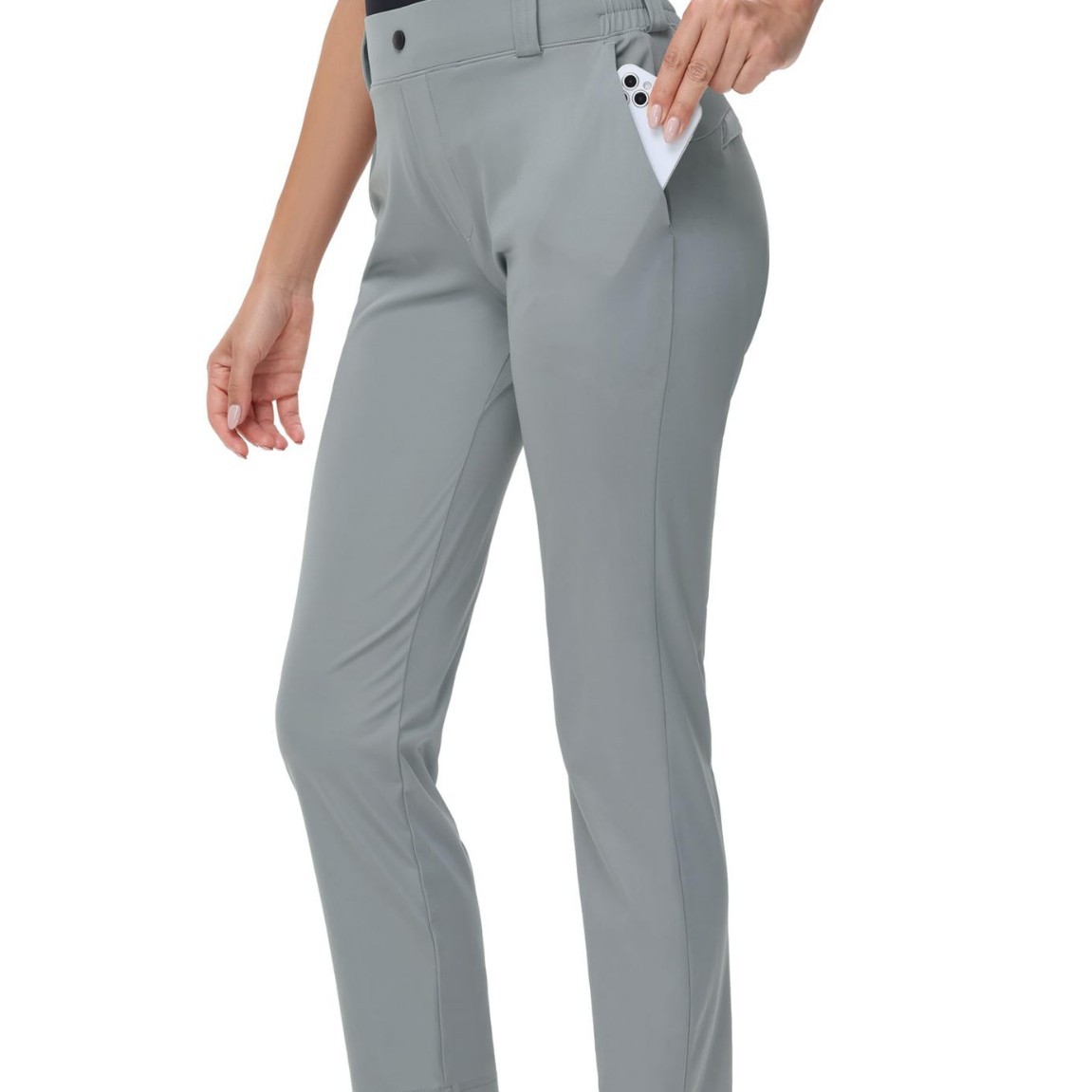 Women's Stretch Golf Pants Ankle Length Work Travel Casual Business Sweatpants with Belt Loop Zipper Pockets
