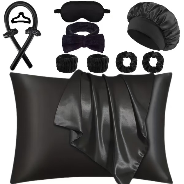 Comercio exterior transfronterizo sin rizador de calor, traje de venta caliente de Amazon, gorras para los ojos, gorros de ducha, sin calor, sin daño, almohada con cremallera individual