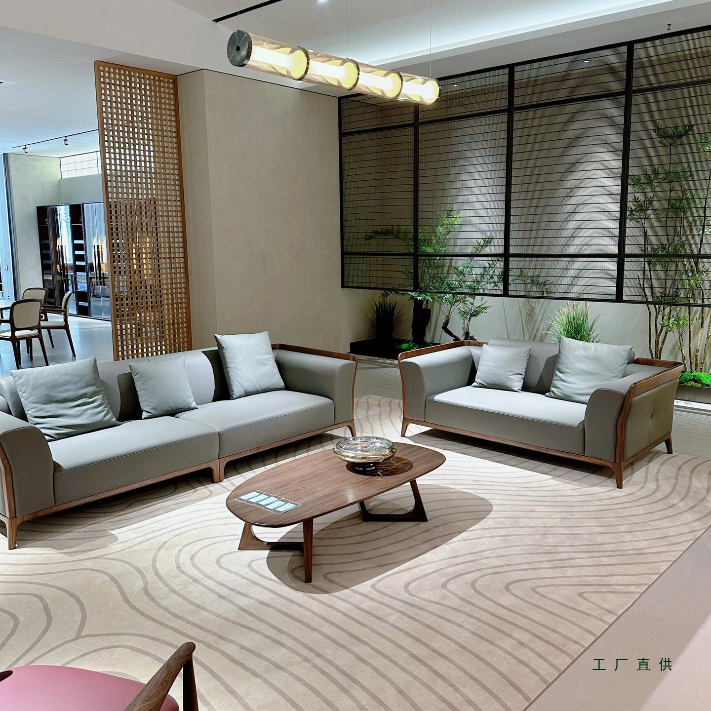 新中式实木沙发客厅三人现代北欧设计师黑胡桃木皮艺沙发组合