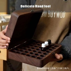 胡桃木精油収納ケースカバー式42格大容量精油彫刻木箱デスクトップ整理収納ケース