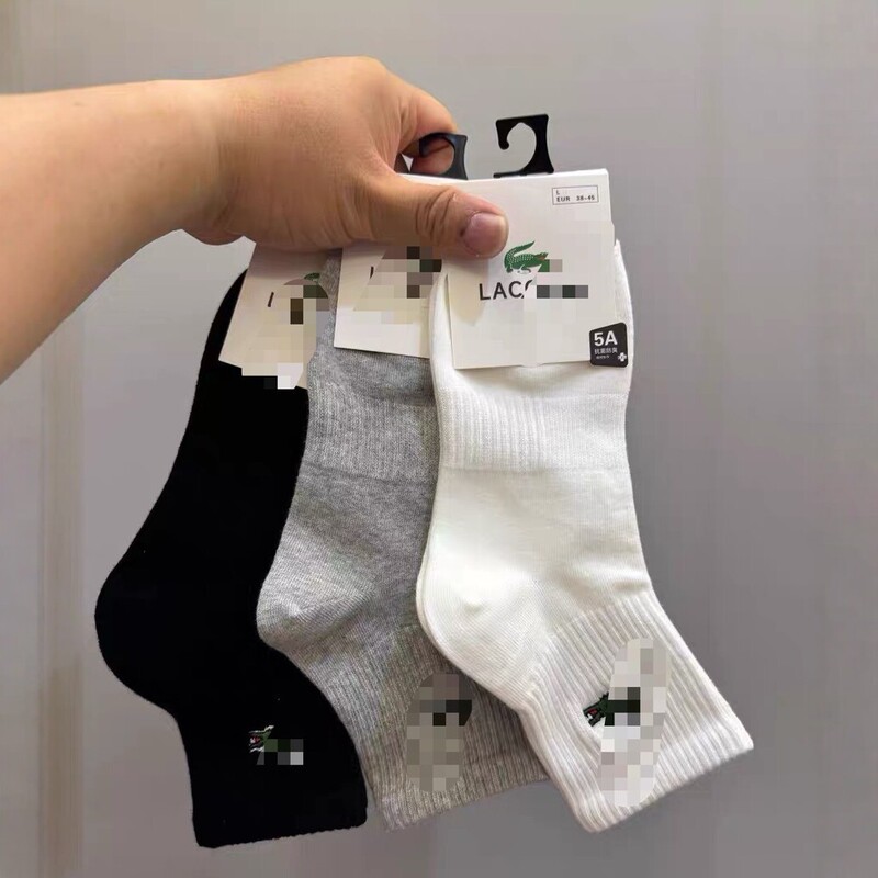 LACOSTE Little Crocodile Men's Mid-Calf Cotton Socks in Black, White, and Gray, Odor-Resistant, Sweat-Absorbent, Breathable, Casual Sports Socks LACOSTE Little Crocodile Men's Mid-Calf Cotton Socks in Black, White, and Gray, Odor-Resistant, Sweat-Absorbent, Breathable, Casual Sports Socks
