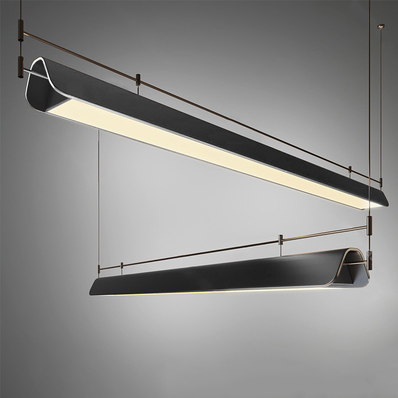 Diseño de lámparas de atmósfera de barra larga de ventas simple estilo de escritorio sala de exposiciones suave diseñador de la isla de ventas bar polo arte moderno colgante