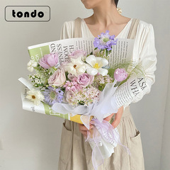 Tang De Fresh Flower Packaging Paper with Colorful Retro English Newspaper Style, Lifestyle Magazine Series Gift Wrapping Paper