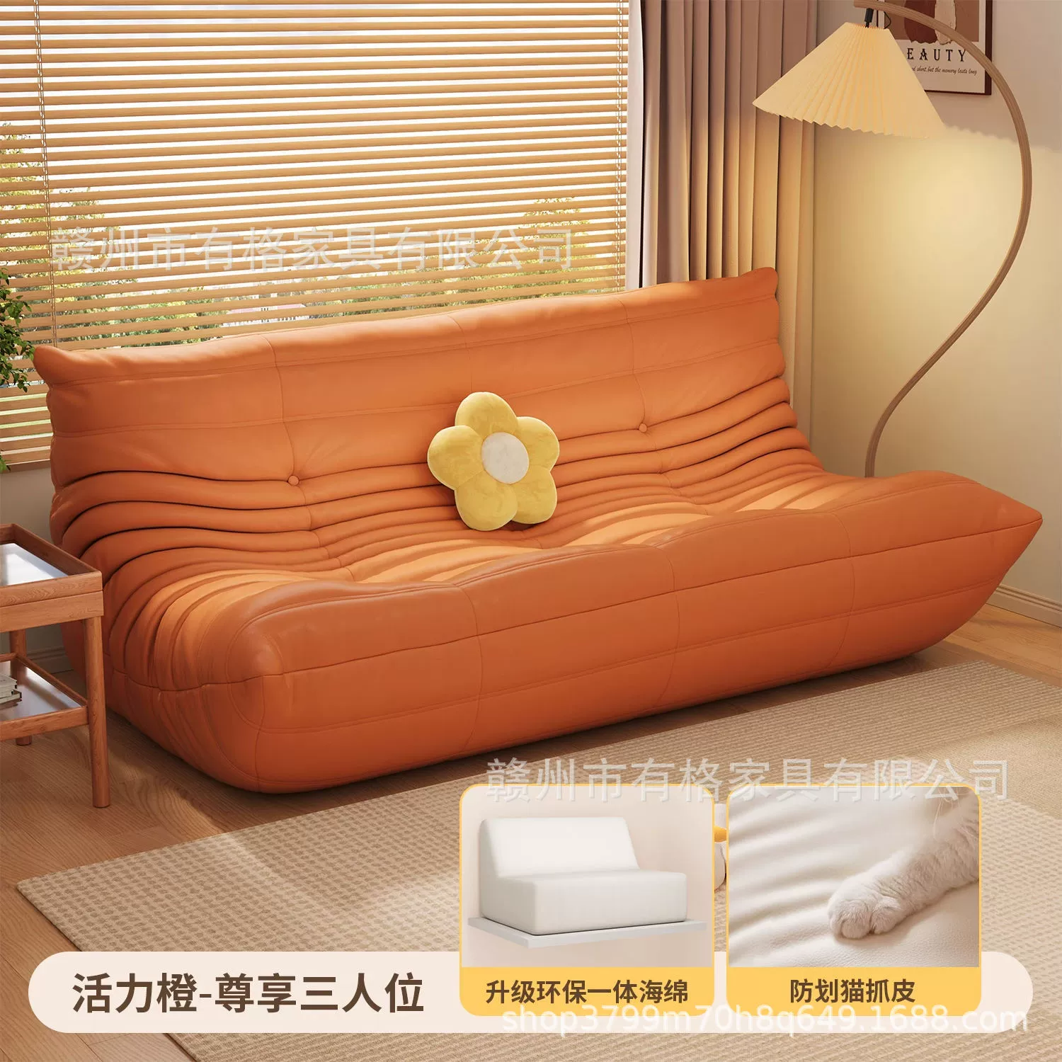Sofa modern minimalist sponge sofa, cloth upholstery, storage system, multi-size (single–three-seater)