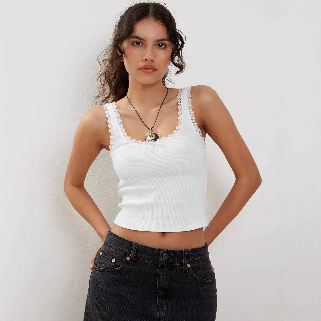 Европейская и американская женская горячая девушка бм камзол жилет Y2K Amazon новый кружевной рубашка