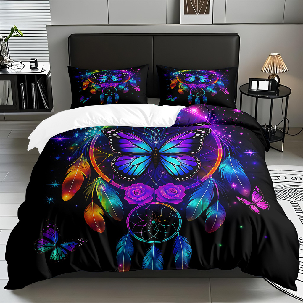 Su propia fábrica suministra directamente una variedad de colchas de impresión digital de mariposa. Comercio electrónico transfronterizo preferido para soportar el modo TEMU JIT.