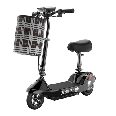 New electric scooter, mini foldable unisex mobility vehicle, two-wheeled small electric bike, lightweight lithium battery parent-child vehicle (Qatlanan elektrik velosipedlər) - black-with-brush-equipped-with-tianneng-battery-battery-life-approximately-50-60-miles-24v
