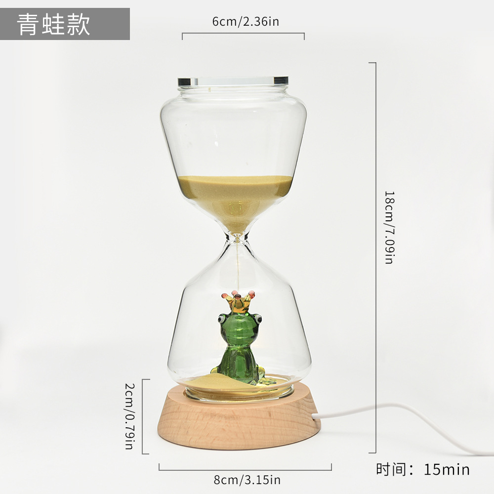 Reloj de arena creativo de 15 minutos animal reloj de arena temporizador estereoscópico decoración del hogar iluminante reloj de arena luz de noche image 7