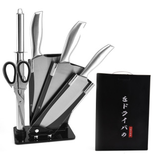Yangjiang factory acrylic knife holder 7-piece set all stainless steel kitchen knife suit gift set knife in stock exclusive