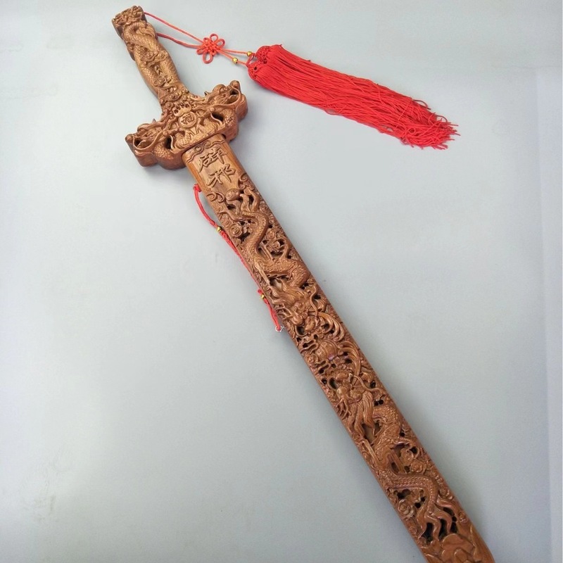 肥城桃木剑 桃木斧头 景区 地摊工艺品 桃木剑 雕刻木质桃木拐杖|undefined