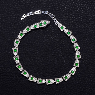 Jin Yutang Silver Set Jade Snake Chain