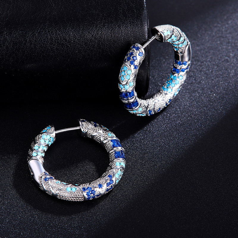 Fashion Joker temperament classic handmade heavy inlaid zircon noble luxury earrings tide women wholesale exquisite