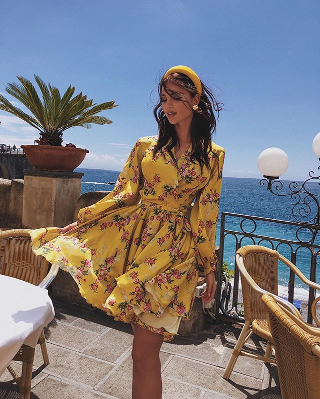 Dunhuang nuevo cuello redondo manga larga vestido suelto Primavera y verano europeo y americano de comercio exterior nueva ropa de mujer