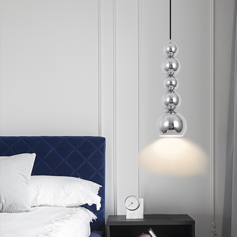 Antique style Bauhaus bedroom bedside chrome chandelier chrome chandelier creative LED retro simple light luxury chandelier