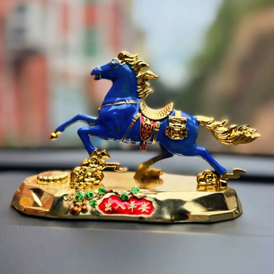 Decorations, Get Rich Soon, Car ornaments - 14810-alloy-base-blue-horse