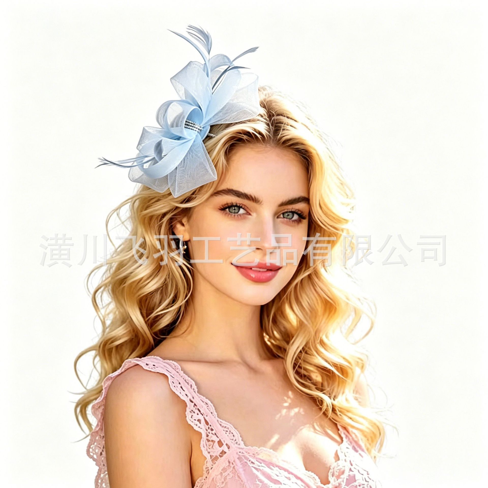 Cross-Border Best-Selling Feather Hair Flower Bow Feather Hairpin European and American Hair Accessories Bridal Hair Accessories Hairband Dress Hair Accessories