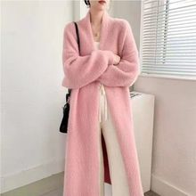 秋冬新款女韩版慵懒风水貂绒时尚宽松蝙蝠衫大码加长款针织开衫