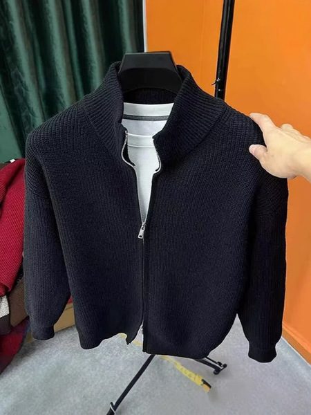Solid color cardigan with zipper