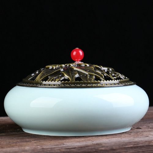 Celadon Large Mosquito Incense Stove Household Large Indoor Modern Creative Ceramic Disk Incense Sandalwood Mosquito Incense Box Manufacturer Wholesale