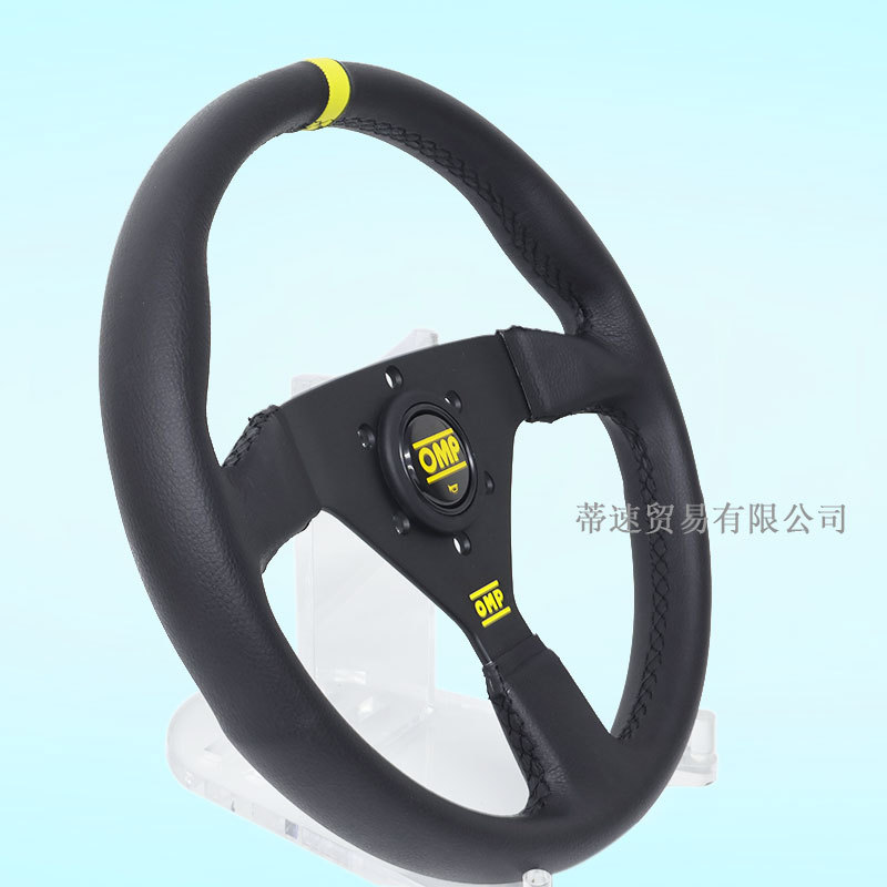 New Car Modified Steering Wheel 13inch Omp Frosted Leather Black Frame Competitive Racing Jdm Universal Leather Steering Wheel