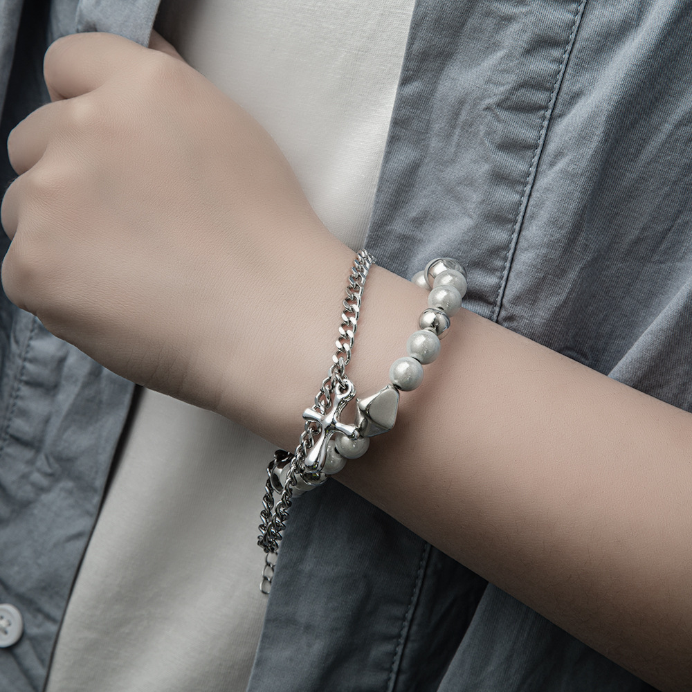 Retro Geometric Cross Titanium Steel Bracelets 1 Piece