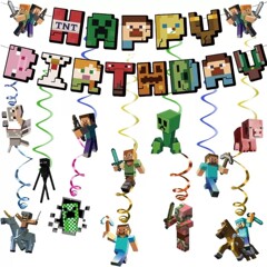 新しい Minecraft スパイラルテーマパーティー装飾子供の誕生日フラグケーキインサートバルーンセットソース工場
