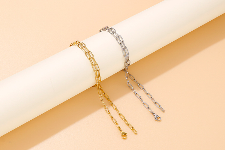 new fashion simple thick chain paper clip chain bracelet set wholesale nihaojewelry