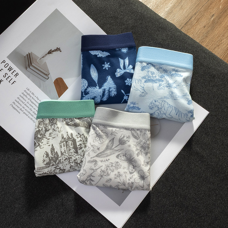 Fuente de fábrica de pantalones íntimas de hombre algodón antibacteriano 7A entrepierna de seda algodón cómodo transpirable de cintura media de hombre pantalones planos