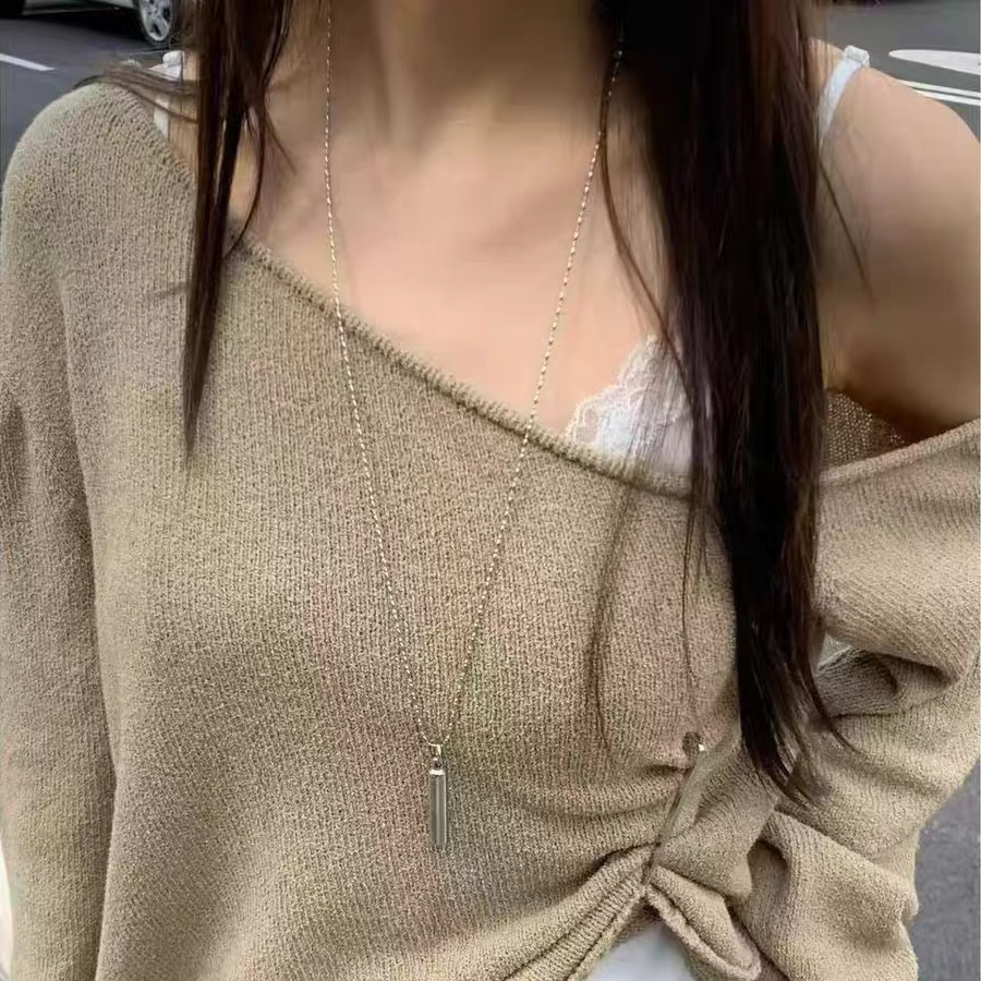 韩代lysm韩国东大门长款项链小众设计极简风气质简约百搭毛衣链