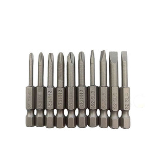 Cross-Border 50mm Bit Set, Straight Bit, Cross Bit, 10Pcs S2 Material Ph1Ph2Sl3/4/5/6