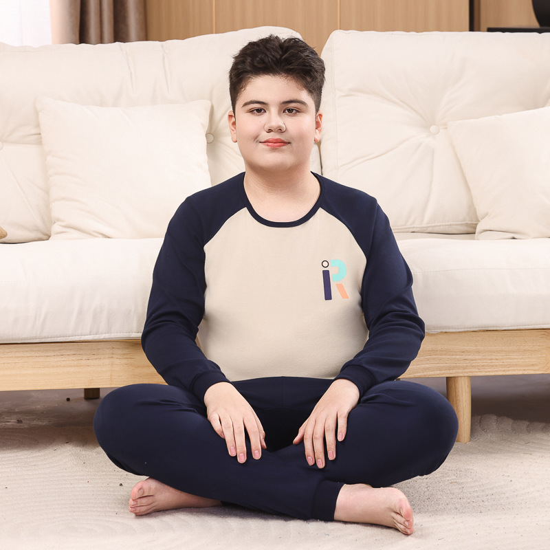 Pajamas, Oversized Cotton Sweater, Autumn and Winter Fat Children's Suit, Long Johns, Underwear, Loose Student Autumn Clothes, Cold-Proof, Thickened Version