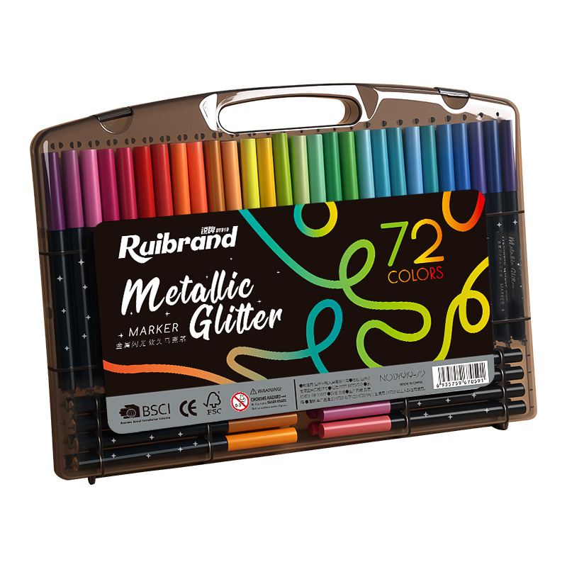 Flash caja negra fluye oro perla marcador conjunto de pincel de pintura infantil de bajo grado blando pincel de arte